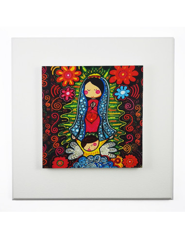 CUADRO VIRGEN GUADALUPE MADERA 20X20CM