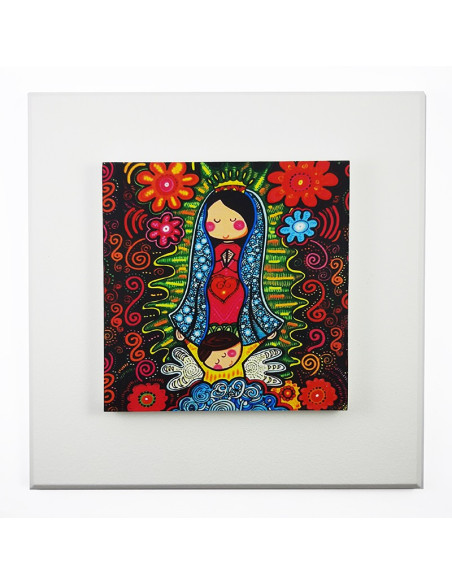 CUADRO VIRGEN GUADALUPE MADERA 20X20CM