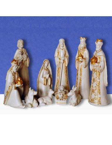 PESEBRE 10 PZA SIÑA MARFIL DORADO 23CM