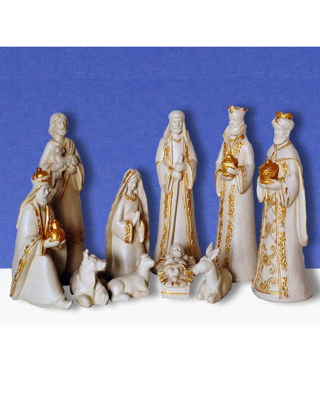 PESEBRE 10 PZA SIÑA MARFIL DORADO 23CM