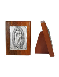 CUADRO VIRGEN GUADALUPE MADERA METAL BASE 8CM