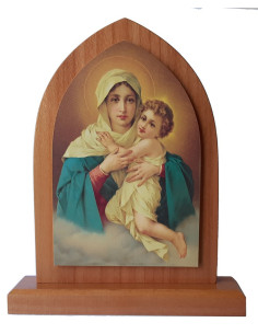 CUADRO MATER OJIVA MADERA RAULI 15X10CM