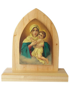 CUADRO MATER OJIVA MADERA PINO 11X8CM