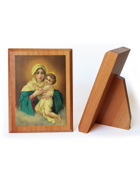CUADRO MATER CON PIE MADERA RAULI 9X7CM