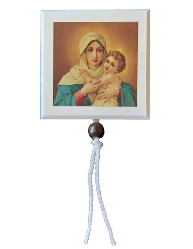 CUADRO MATER MADERA BLANCO CORDON 11X11CM
