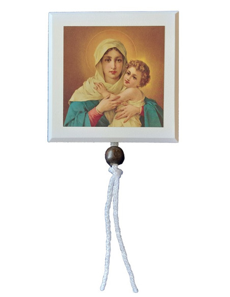 CUADRO MATER MADERA BLANCO CORDON 11X11CM