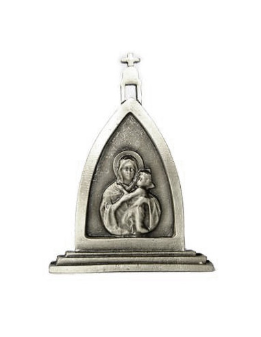 CUADRO MATER PEREGRINA SOBREMESA METAL PLATEADO 6.5CM