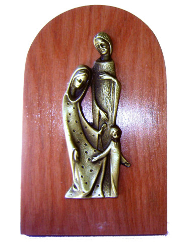 CUADRO SAGRADA FAMILIA SOBREMESA MADERA METAL DORADO 11CM