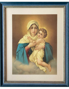 CUADRO MATER AZUL F.DORADO PASPARTU 39X33CM