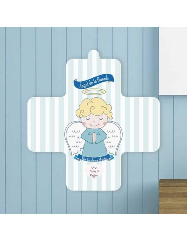 CRUZ ANGEL GUARDA CELESTE 11X11CM /CRUSRY236