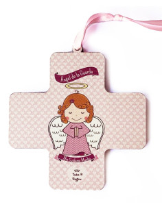 CRUZ ANGEL GUARDA ROSADO 11X11CM /CRUSRY237