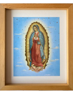 CUADRO VIRGEN GUADALUPE MAÑIO CAJON PASP 35X30CM