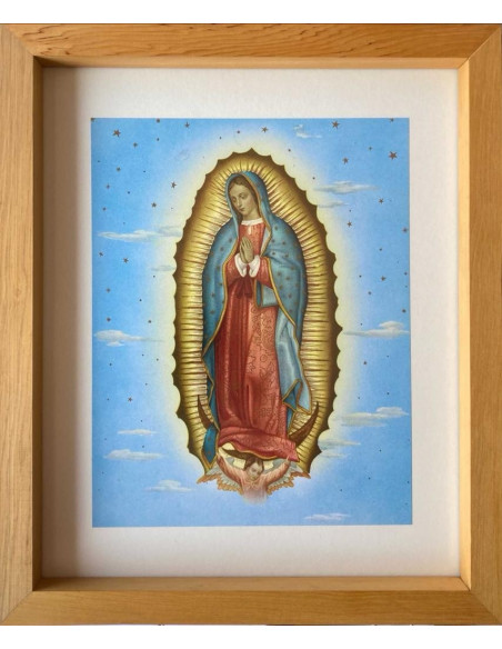 CUADRO VIRGEN GUADALUPE MAÑIO CAJON PASP 35X30CM