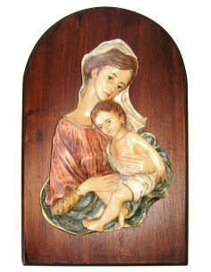 CUADRO VIRGEN NIÑO ROSADO OJIVA 35CM /L100