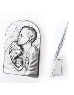 CUADRO SAGRADA FAMILIA PLATA.QUEM OJIVA 11CM