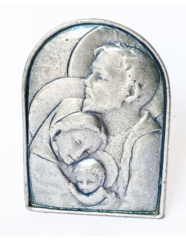CUADRO SAGRADA FAMILIA PLATA.QUEM OJIVA 5.5CM