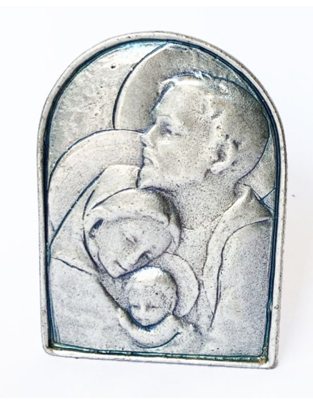 CUADRO SAGRADA FAMILIA PLATA.QUEM OJIVA 5.5CM
