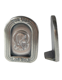 CUADRO VIRGEN NIÑA PLATA.QUEM 4CM