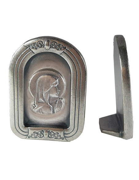 CUADRO VIRGEN NIÑA PLATA.QUEM 4CM