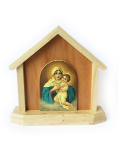 CUADRO MATER MINI SANTUARIO MADERA PINO Y RAULI 14X14CM