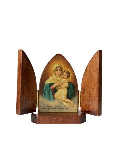 TRIPTICO MATER PEREGRINA CAOBA 8CM /376
