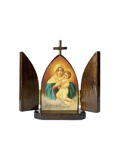 TRIPTICO MATER PEREGRINA CAOBA 10CM /373