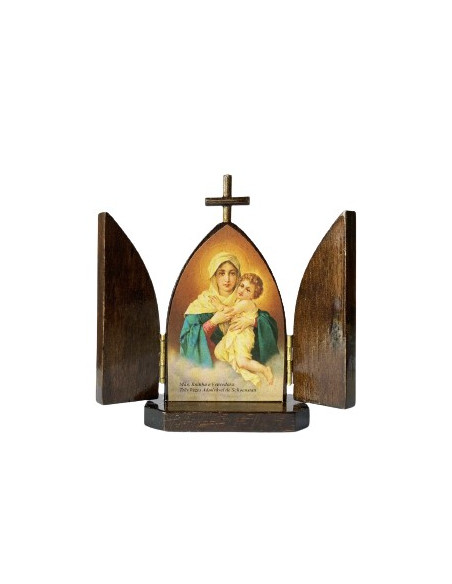 TRIPTICO MATER PEREGRINA CAOBA 10CM /373