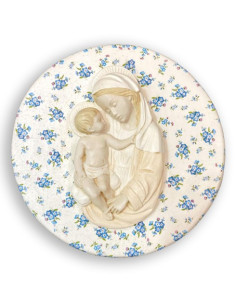 CUADRO VIRGEN NIÑO DECOUPAGE DISCO SIÑA 30CM