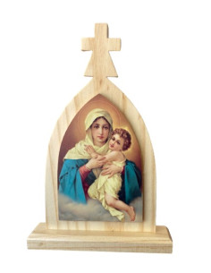 CUADRO MATER PEREGRINA MADERA PINO 18X13CM