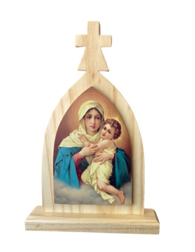 CUADRO MATER PEREGRINA MADERA PINO 18X13CM