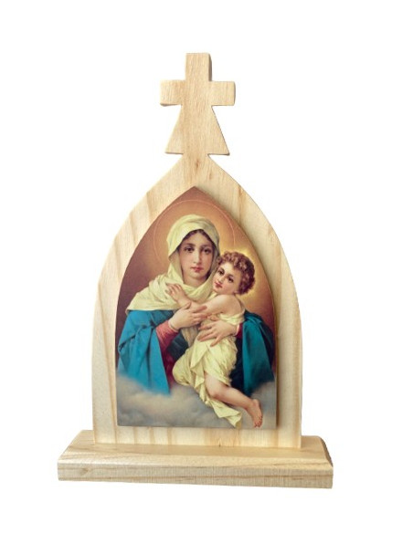 CUADRO MATER PEREGRINA MADERA PINO 18X13CM