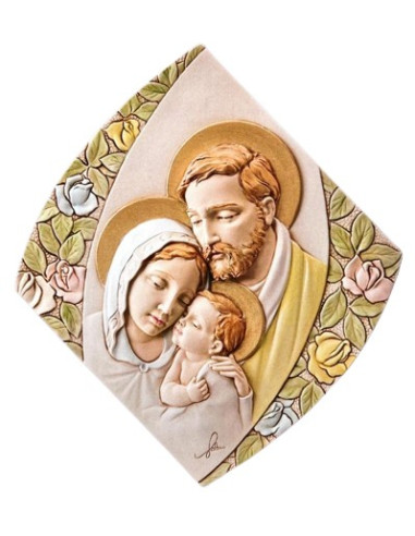 CUADRO SAGRADA FAMILIA RESINA ROMBO 20X18CM /4364CLR