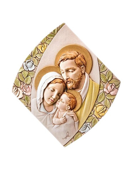 CUADRO SAGRADA FAMILIA RESINA ROMBO 20X18CM /4364CLR