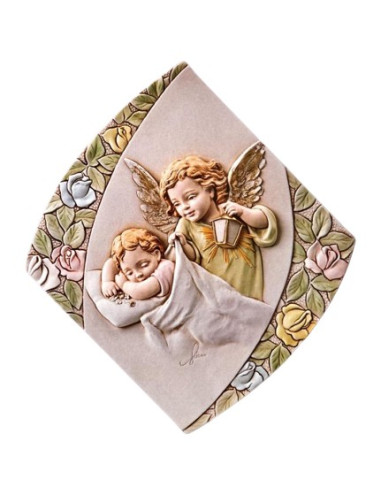 CUADRO ANGEL RESINA ROMBO 20X18CM /4364CLR