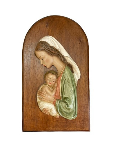 CUADRO VIRGEN NIÑO VERDE OJIVA 35CM /L100