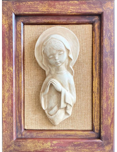 CUADRO VIRGEN NIÑO MADERA SIÑA 52X40CM