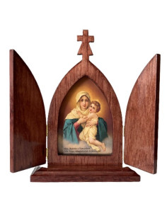 TRIPTICO MATER PEREGRINA CAOBA 13CM /370