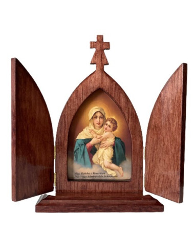 TRIPTICO MATER PEREGRINA CAOBA 13CM /370
