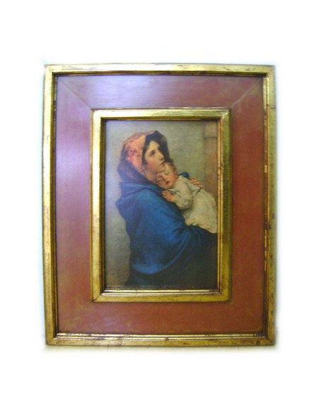 CUADRO VIRGEN POBRES MARCO DOBLE 70X55CM