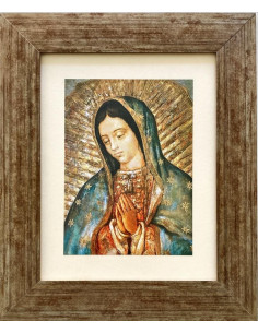 CUADRO VIRGEN GUADALUPE PLATEADO ENVEJ. PASPARTU BLANCO 40X34 CM