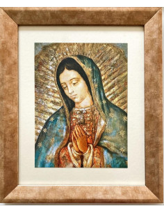 CUADRO VIRGEN GUADALUPE DORADO ENVEJ. PASPARTU 36X30CM