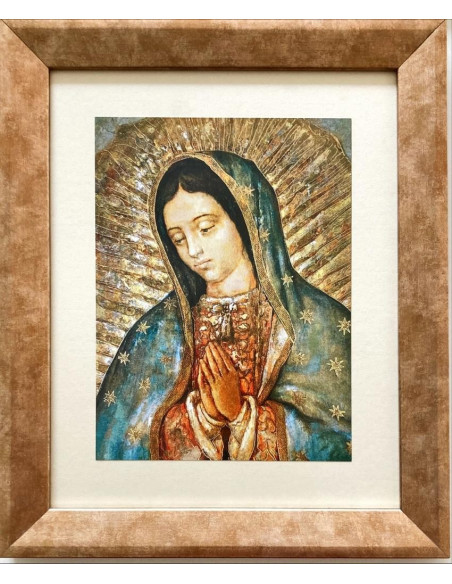 CUADRO VIRGEN GUADALUPE DORADO ENVEJ. PASPARTU 36X30CM