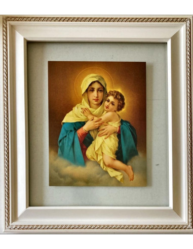 CUADRO MATER BLANCO LABRADO E.VIDRIO 34X30CM