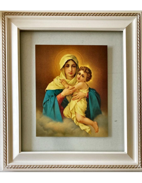 CUADRO MATER BLANCO LABRADO E.VIDRIO 34X30CM