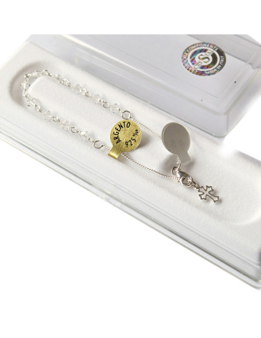 DENARIO PULSERA PLATA CRISTAL SWAROVSKI BLANCO 4MM /RA198