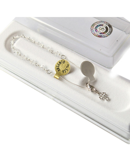 DENARIO PULSERA PLATA CRISTAL SWAROVSKI BLANCO 4MM /RA198
