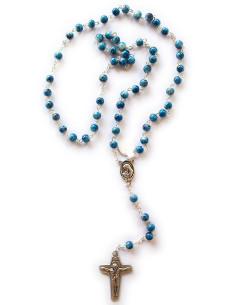 ROSARIO CRUZ UNIDAD REDONDO AZUL 6MM /RE1643-BLU