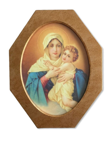 CUADRO MATER OCTAGONAL MADERA DORADA 29X23CM