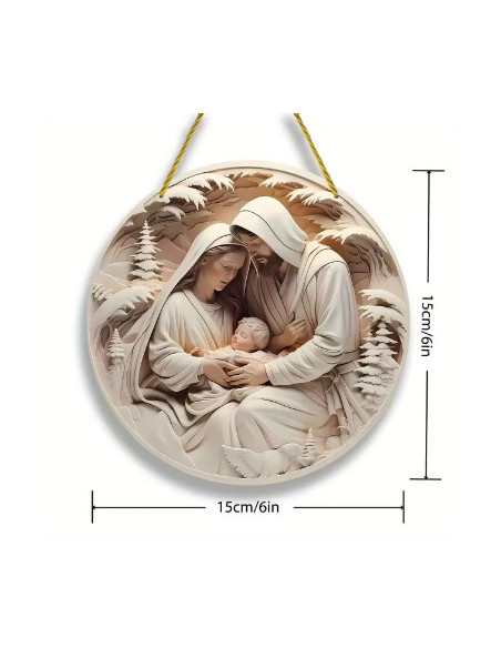 CUADRO SAGRADA FAMILIA REDONDO TABLITA 15CM