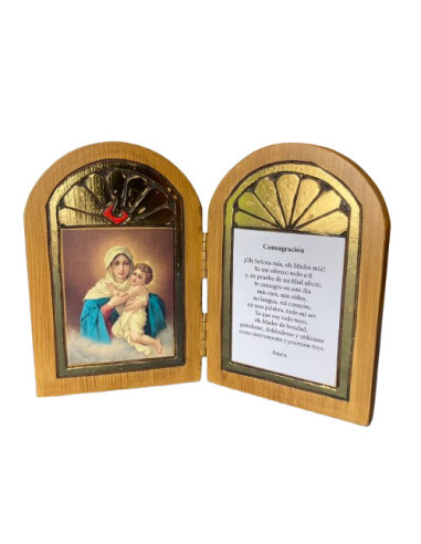 DIPTICO MATER CONSAGRACION MADERA OJIVA 13CM